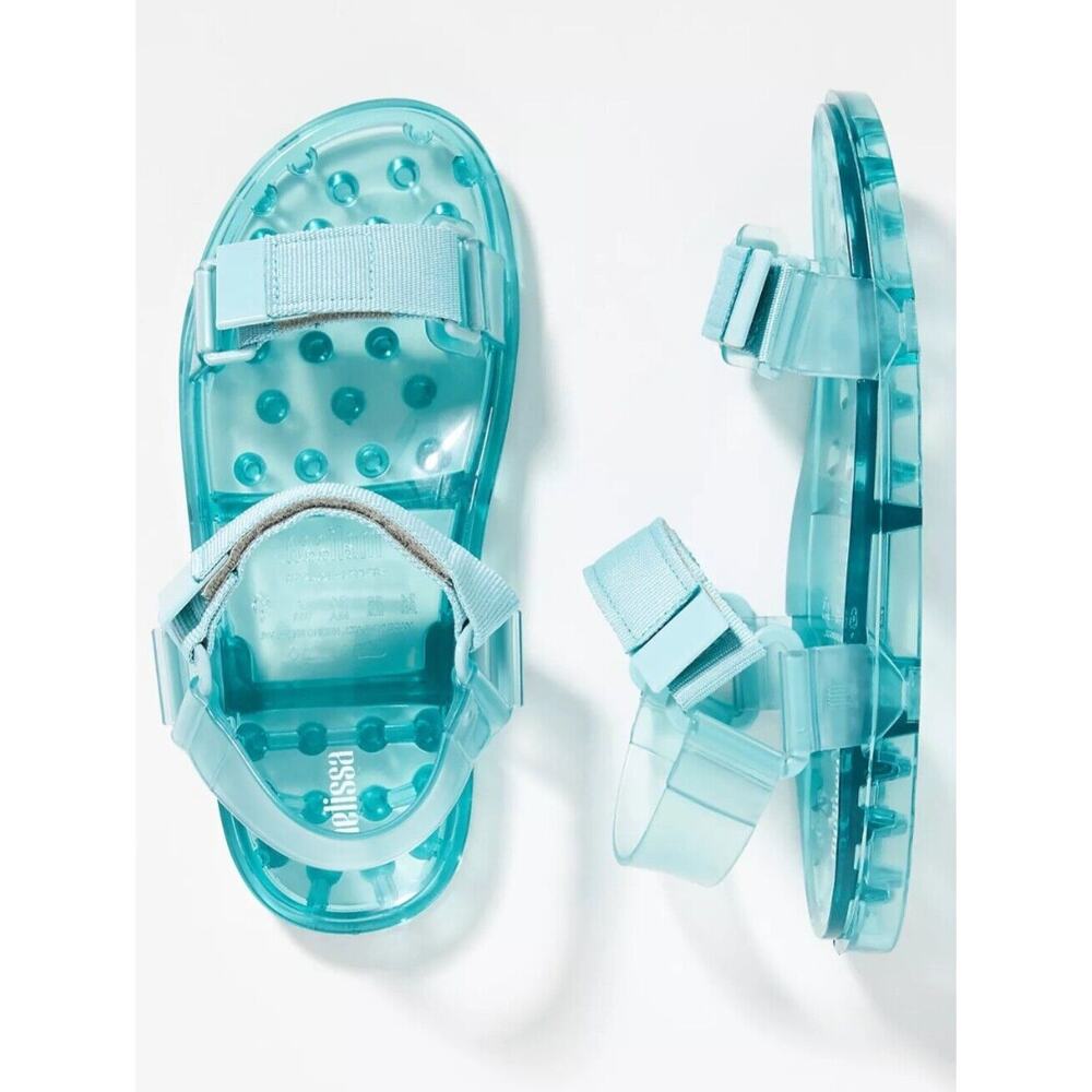 Melissa Papete Jelly Velcro Sandals Aqua Blue 6 NWT